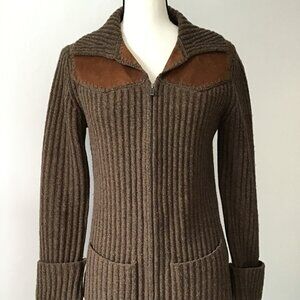 Vintage Banana Republic Suede Knitted Zip-Up Cardigan